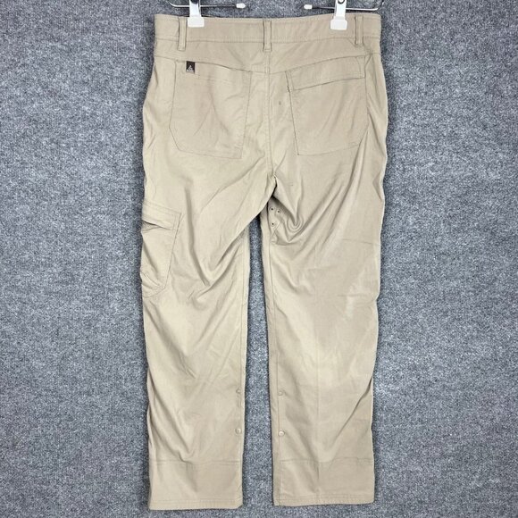 PrAna Cargo Hiking Pants Khaki Men's Med X 30L Born From The Experience Belt - Picture 2 of 10